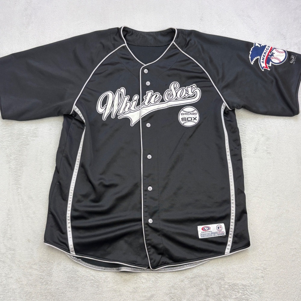 True Fan Chicago White Sox Jersey Mens XL Black Embroidered MLB Baseball Shirt